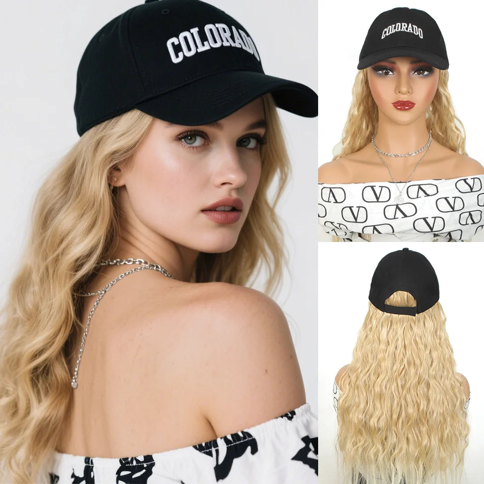 22-Inch Wavy Hair Baseball Cap Wig for Instant Styling - 9