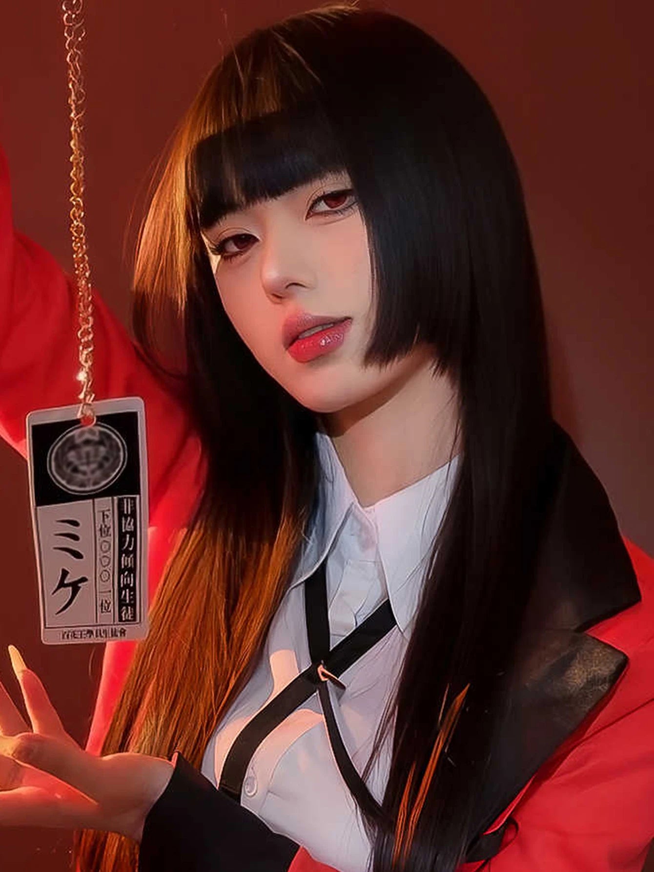 Long Straight Cosplay Wig with Bangs for Parties - 5