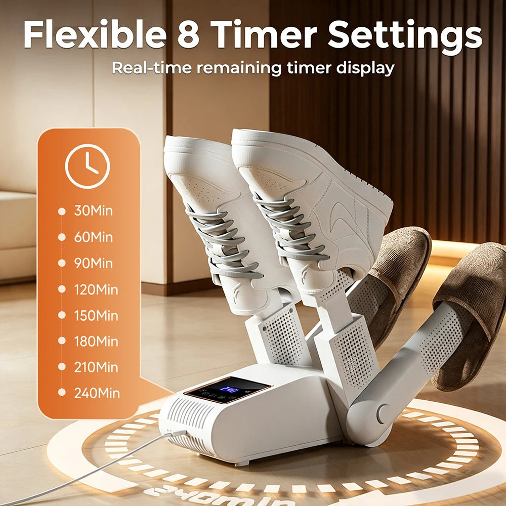 Foldable 4-Tube Electric Shoe and Boot Dryer with UV Sterilization - 5