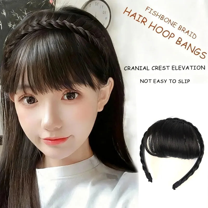Braided Headband with Natural Looking Bangs for Women - 6