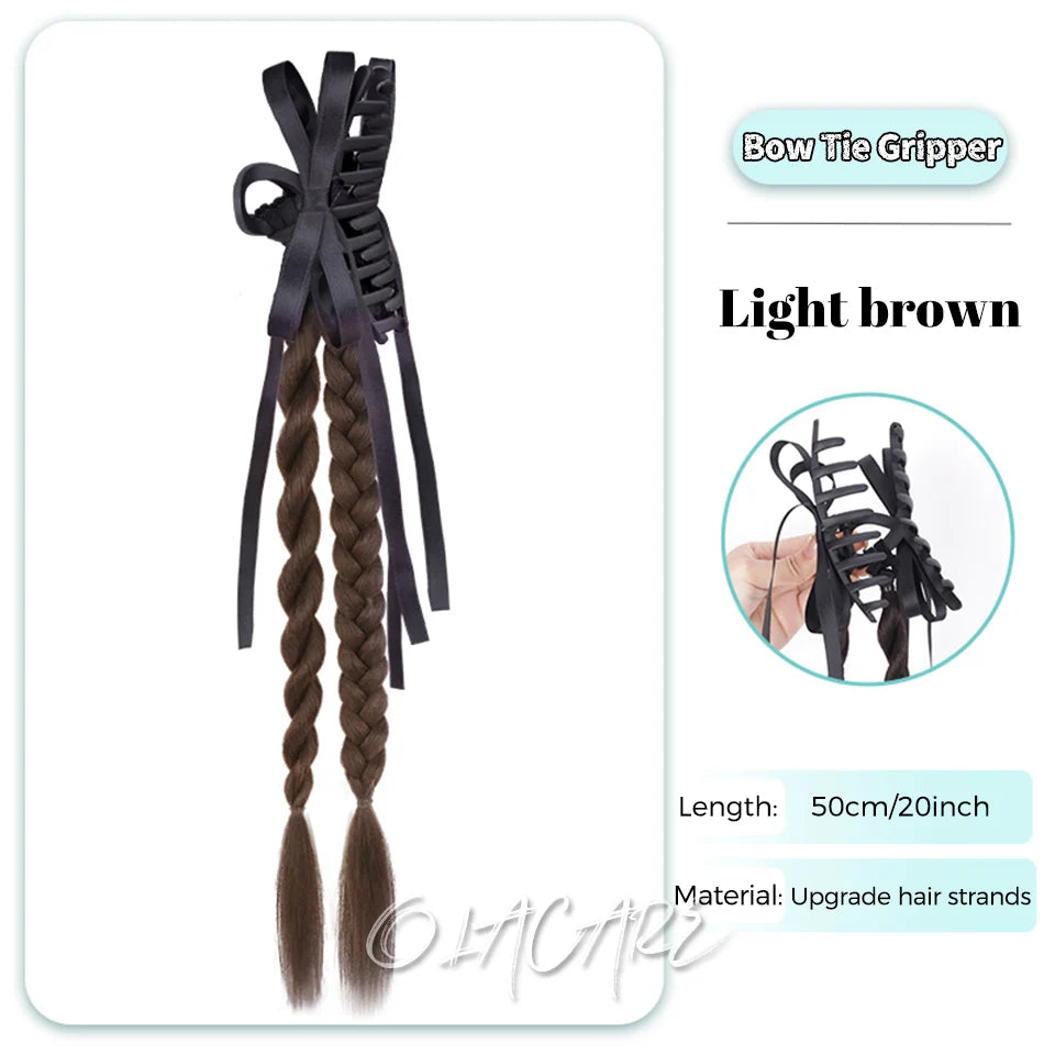 Long Clip-In Bubble Braid Ponytail Hair Extension for Daily Styling - 48