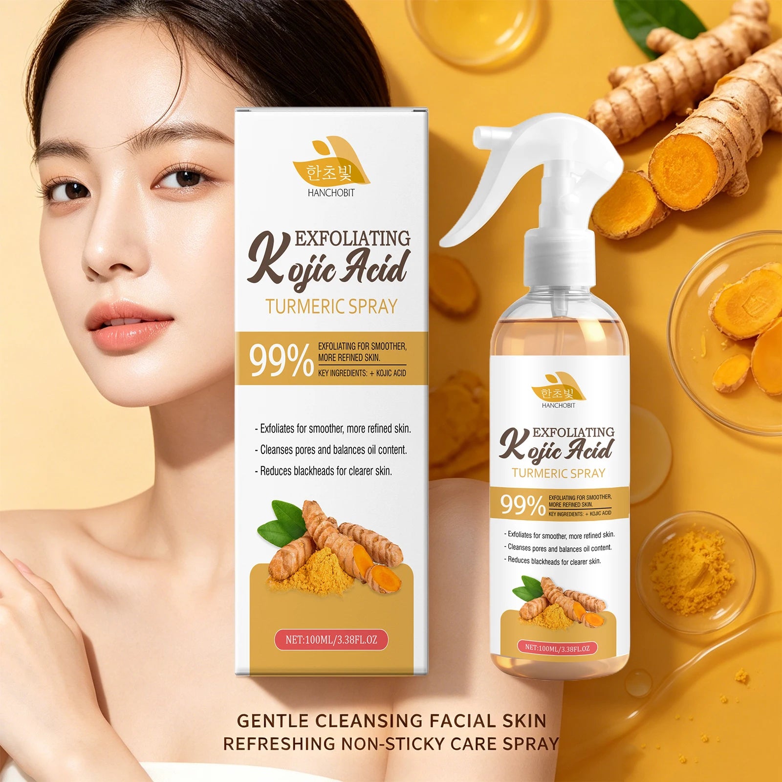 Kojic Acid Turmeric Exfoliating Facial Spray for Radiant Skin - 4