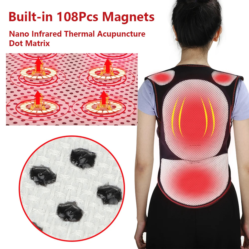 Self-Heating Tourmaline Magnetic Back and Shoulder Support Brace