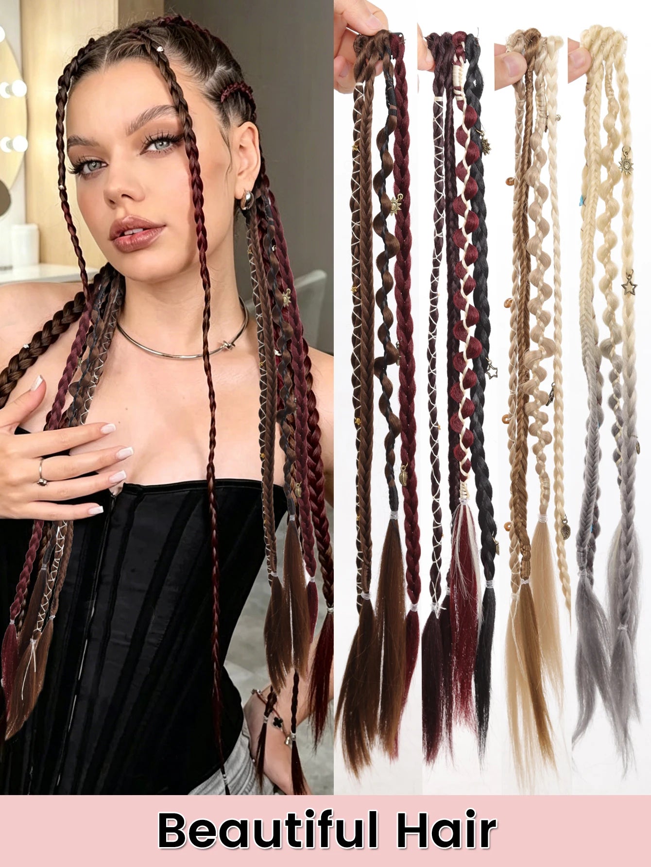 20-Inch Bohemian Clip-In Braided Hair Extensions - 7