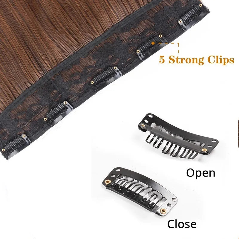 Seamless Straight Clip-In Hair Extensions for Instant Length - 4