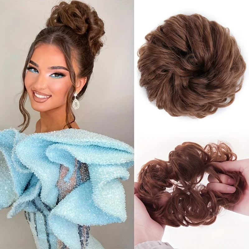 Messy Curly Hair Bun Extension for Instant Voluminous Updo Hairstyles - 14