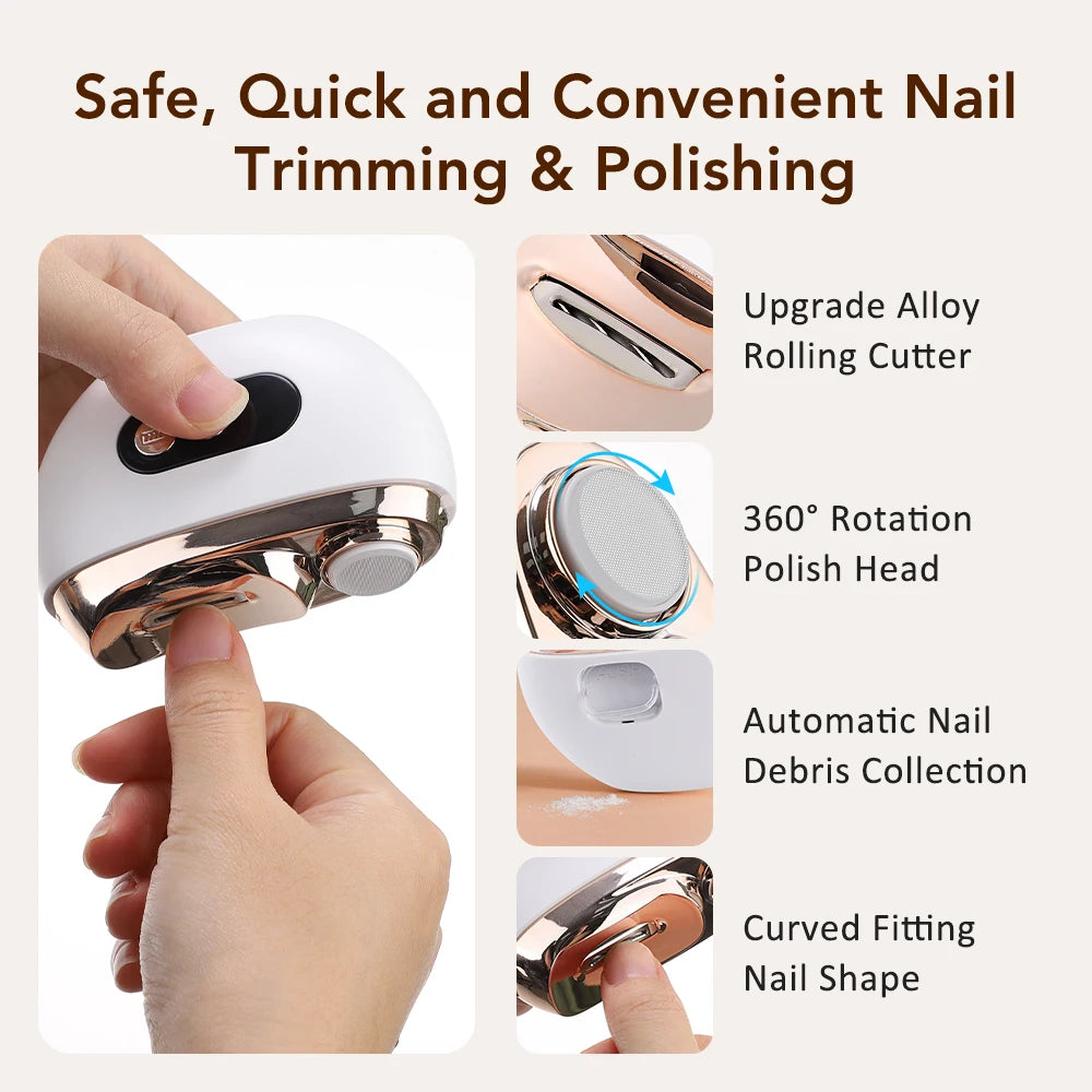 Electric Nail Trimmer and Polisher with LED Light for Baby and Adults - 4