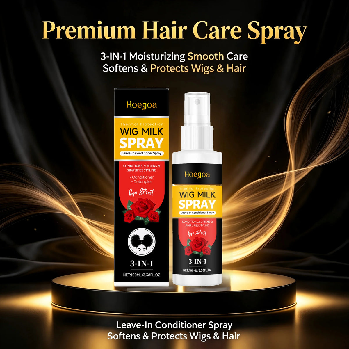 3-in-1 Rose Leave-In Conditioning Spray for Wigs and Natural Hair