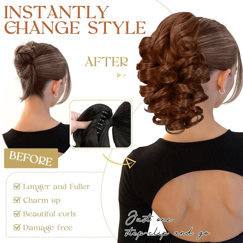 12 Inch Curly Claw Clip Ponytail Hair Extension for Women - 5