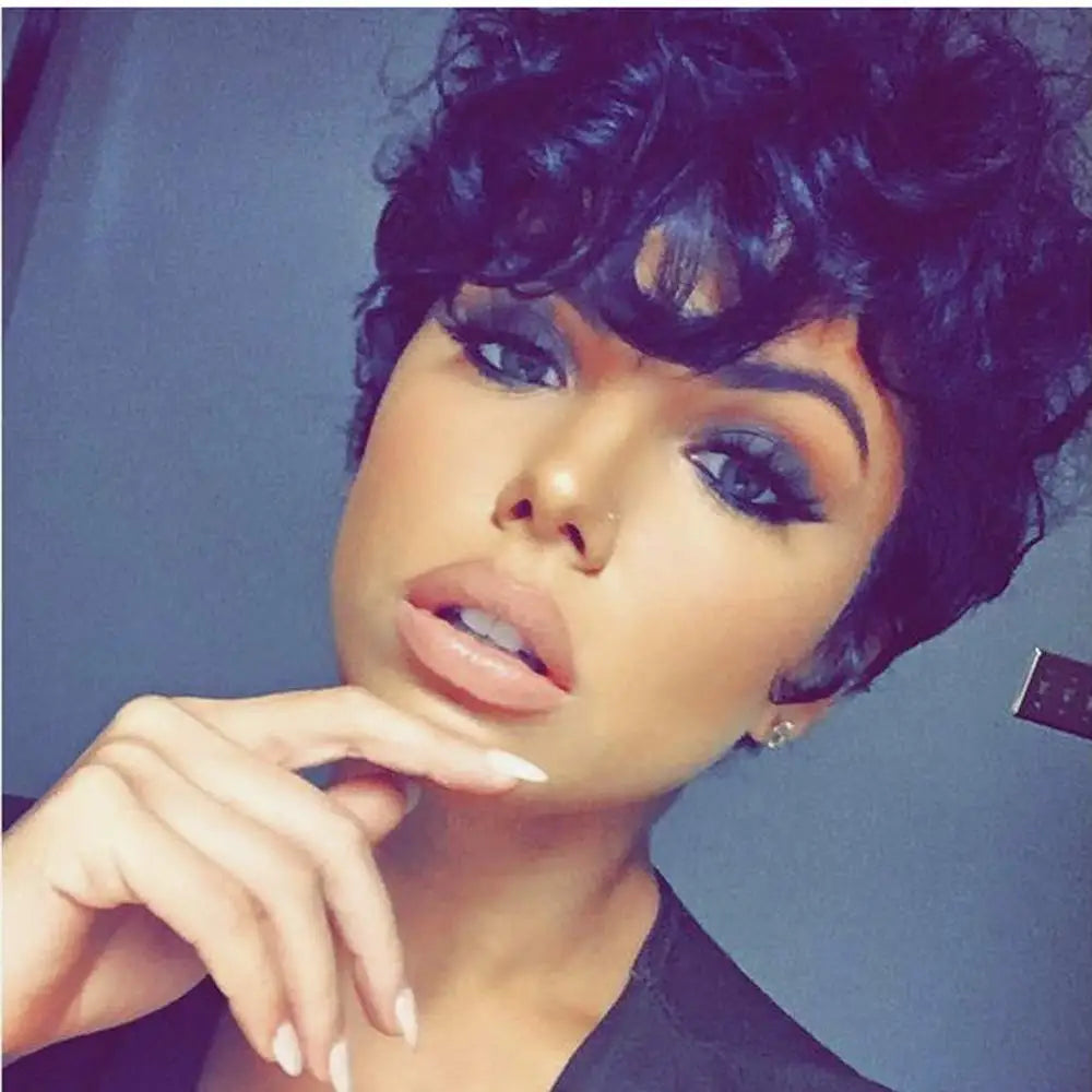 Short Curly Pixie Cut Wig for Women - 2