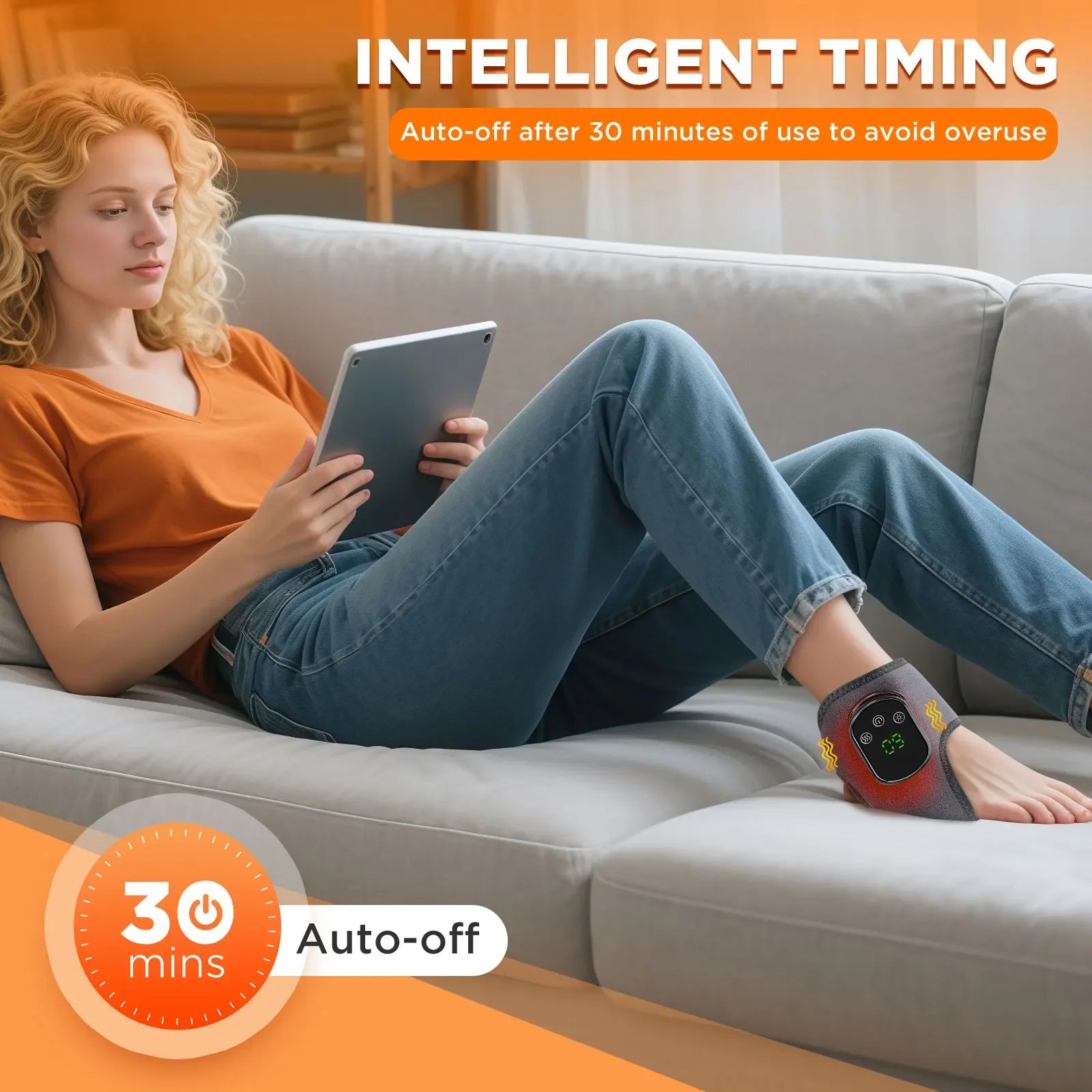 Heated Ankle Massager with Vibration for Pain Relief and Muscle Recovery - 3