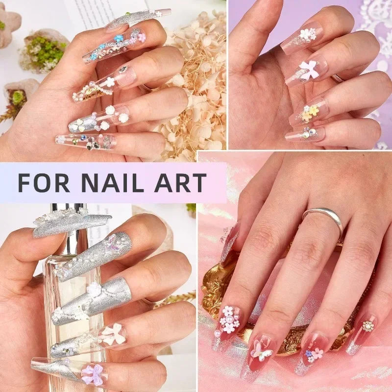 3D Mixed Bowknot and Flower Nail Art Decoration Charms Set