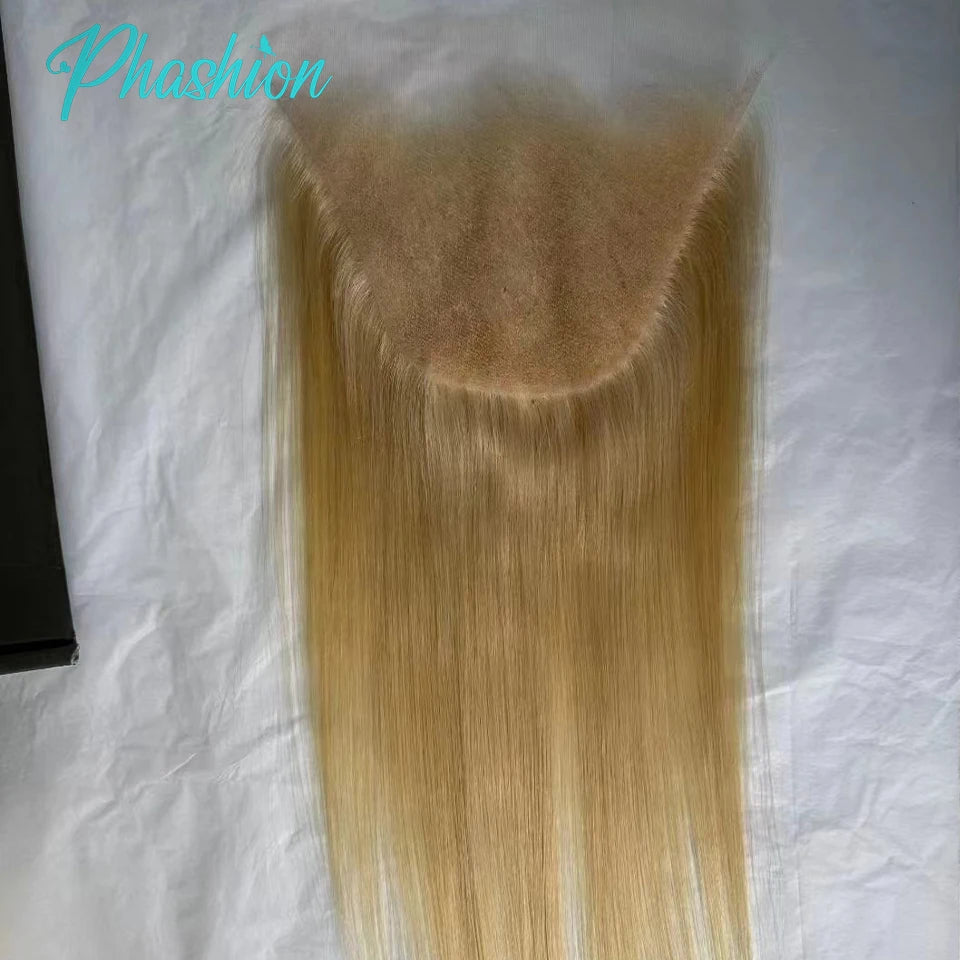 613 Blonde Straight Human Hair Lace Closure - 3