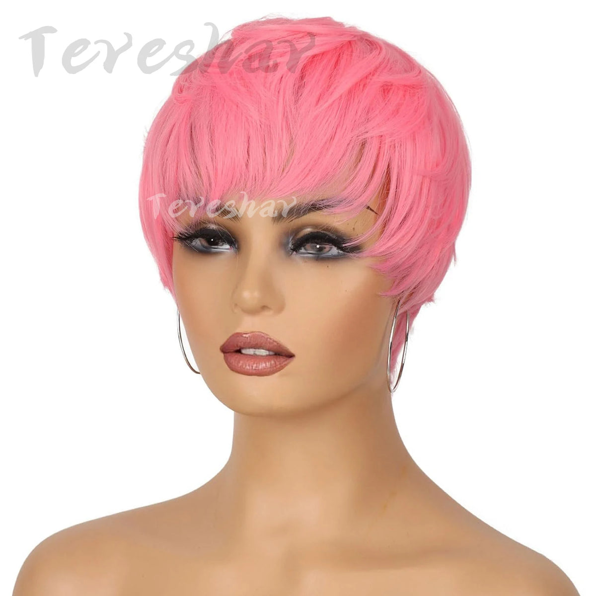 Short Pixie Cut Layered Wig with Bangs for Women Daily Styling