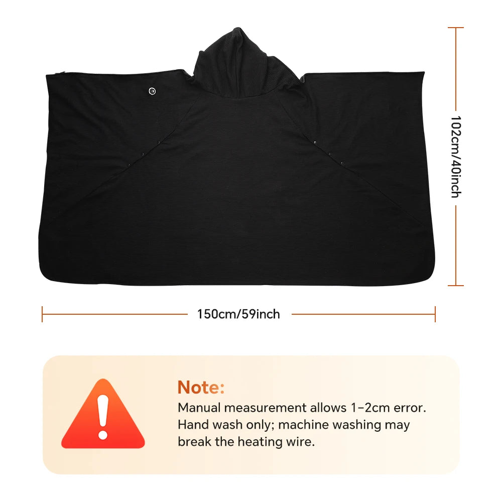 USB Powered Graphene Heated Hooded Shawl for Home and Office Comfort