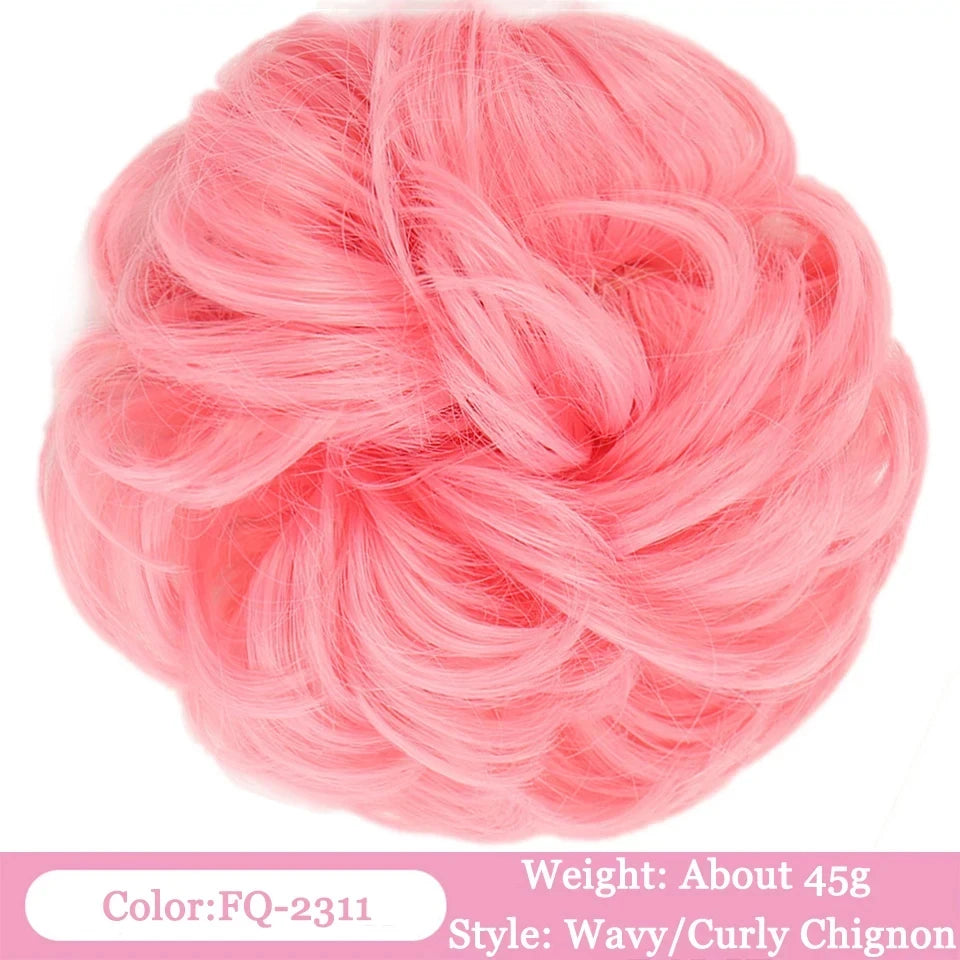 Messy Curly Hair Bun Scrunchie for Easy Updos