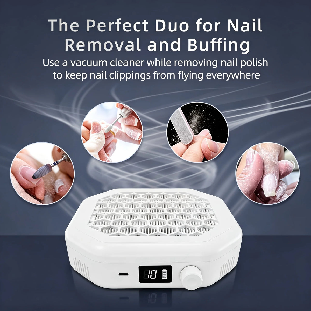 Rechargeable Cordless Nail Dust Collector for Clean Manicure Workstations