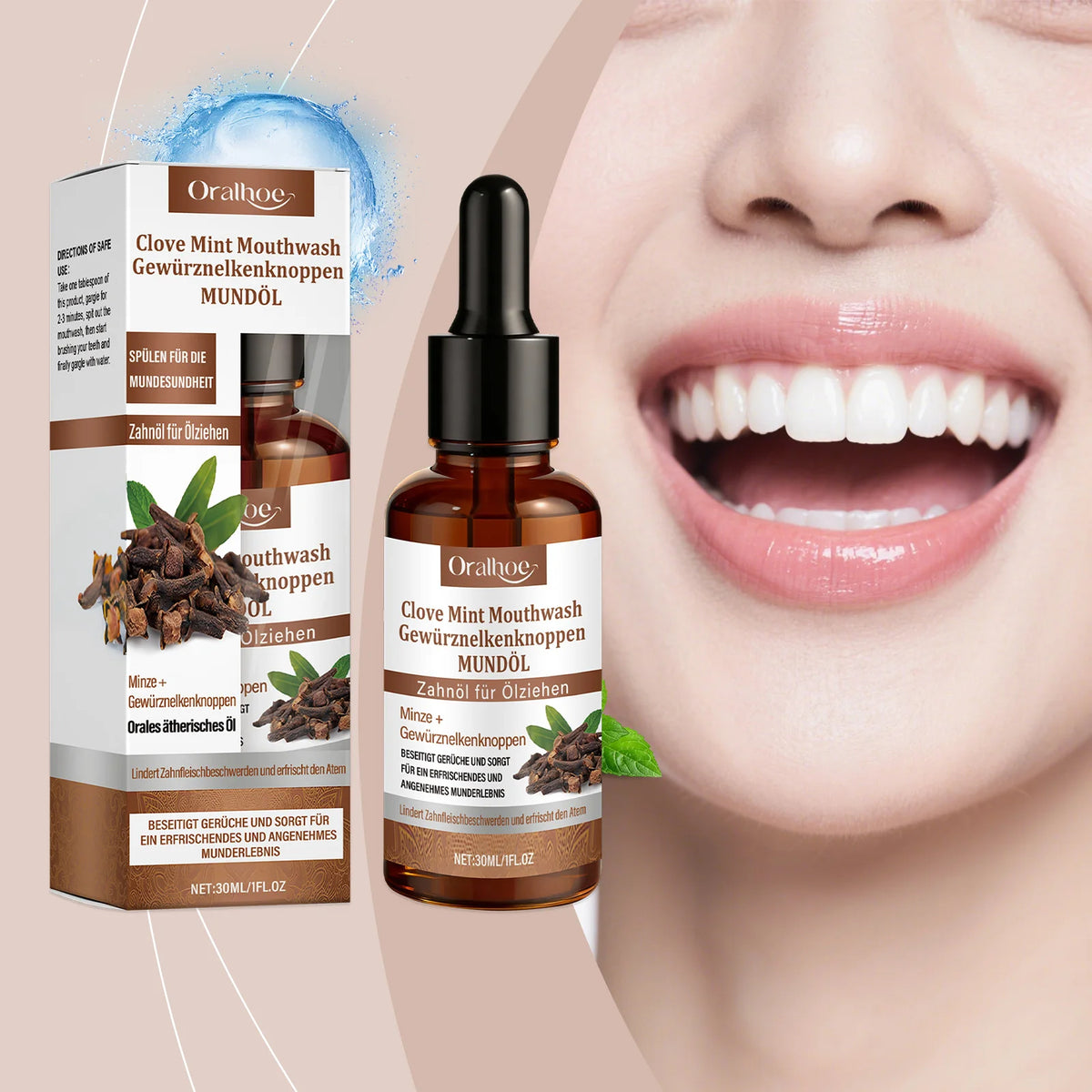 Clove Mint Mouthwash for Teeth Whitening and Fresh Breath