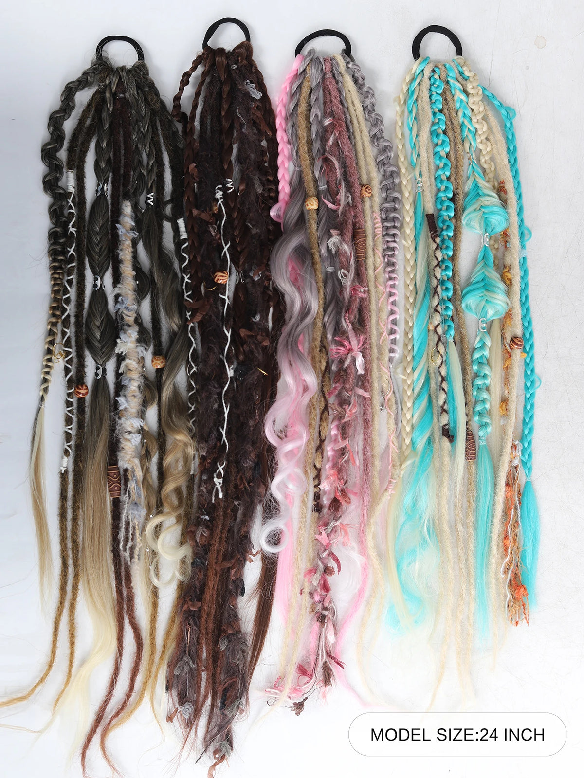 24" Boho Viking Dreadlock Ponytail Extension