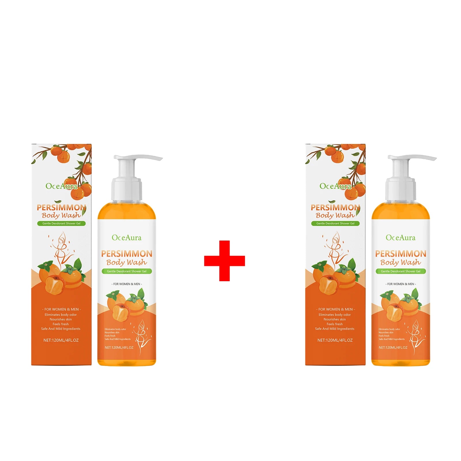 Persimmon Exfoliating Body Wash for Natural Odor Removal and Oil Control - 15