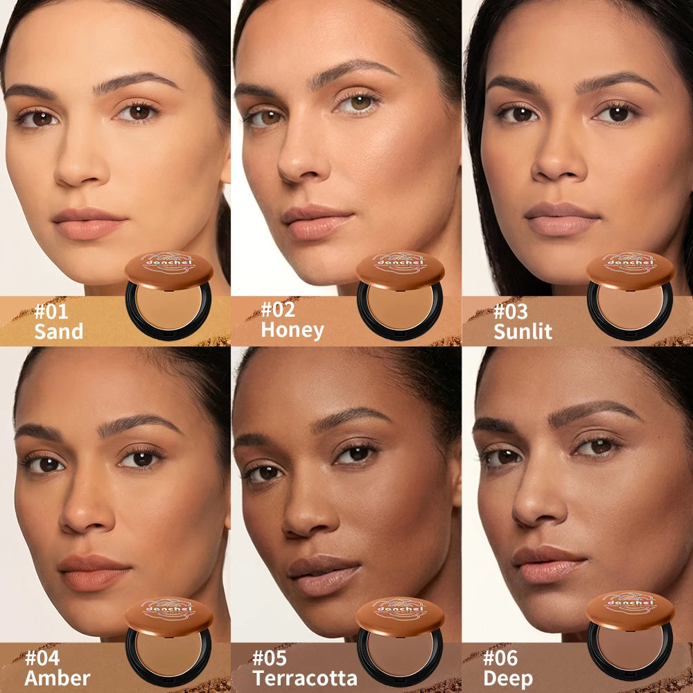 Matte Bronze Pressed Powder for Sculpted Face and Oil Control