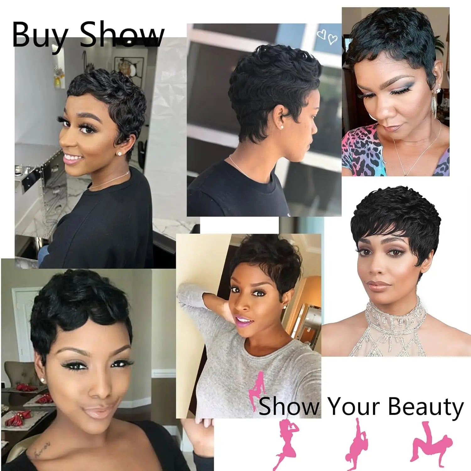 Short Layered Pixie Cut Wavy Synthetic Wig for Daily Wear - 5