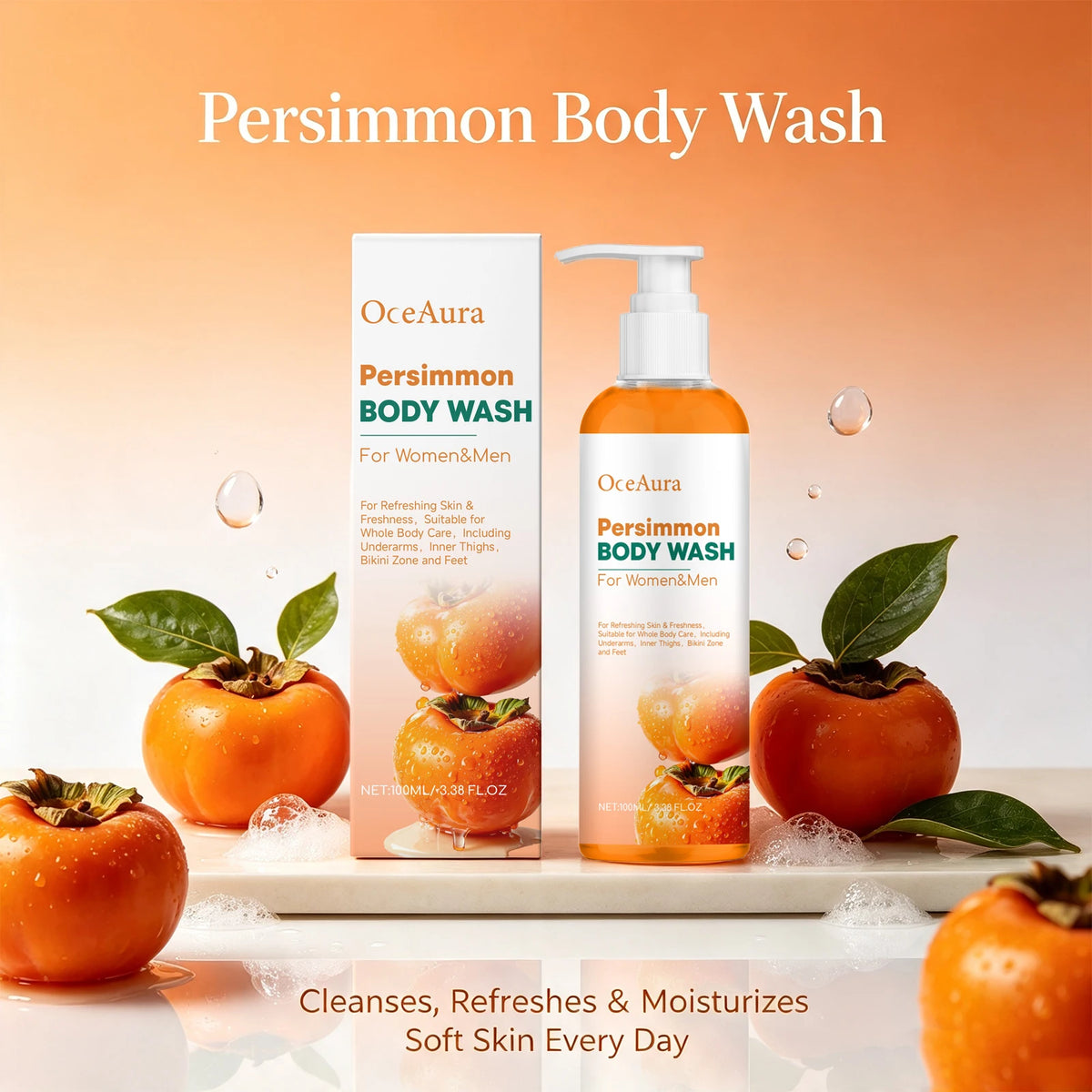 Persimmon Body Wash for Natural Odor Elimination and Skin Refreshment