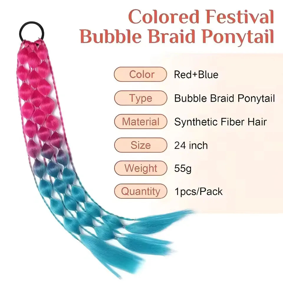 Colorful Bubble Braid Ponytail Extension for Quick Hairstyles - 11