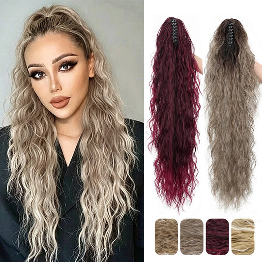 30-Inch Water Wave Claw Clip Ponytail Hair Extension