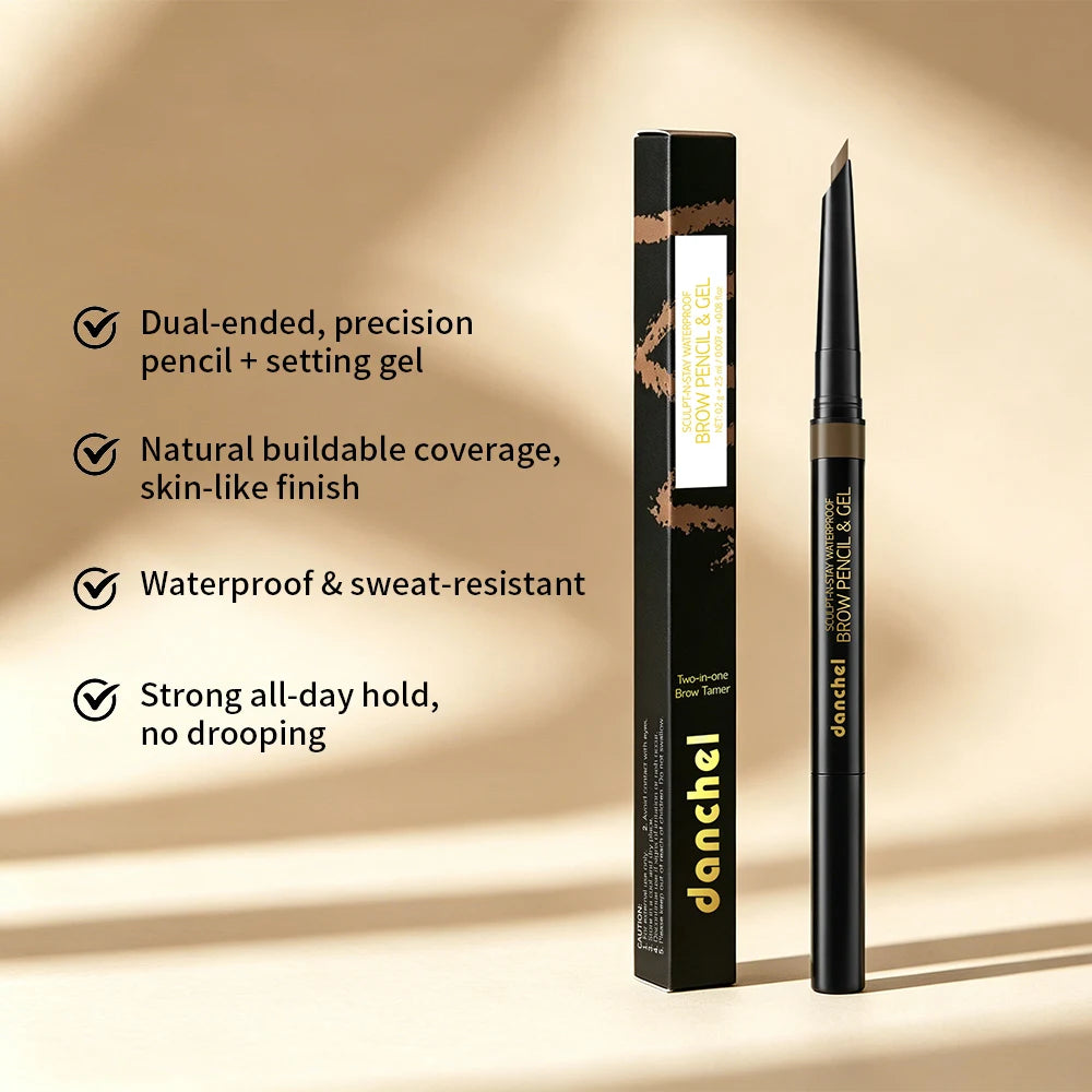 2-in-1 Waterproof Eyebrow Pencil and Gel for Natural Smudge-Proof Brows - 3