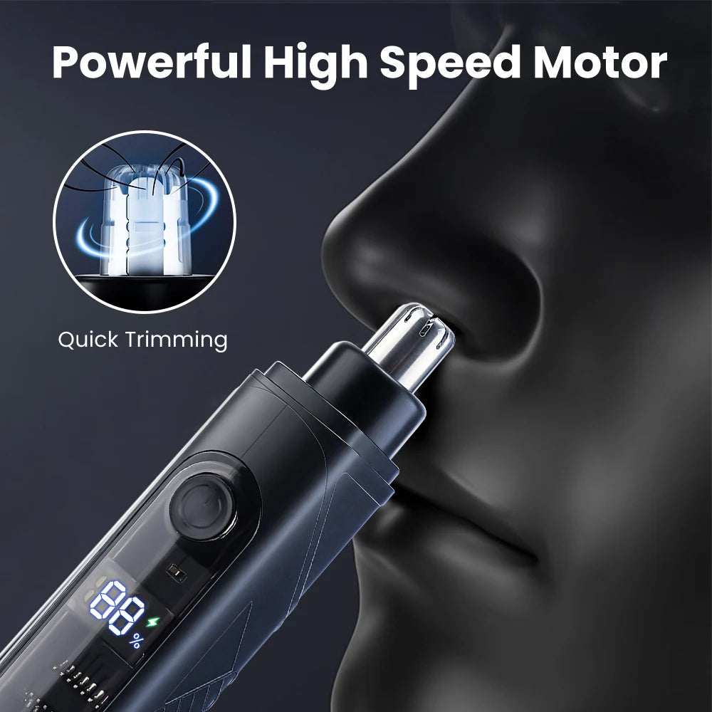 Electric Rechargeable Nose and Ear Hair Trimmer with LED Display - 2