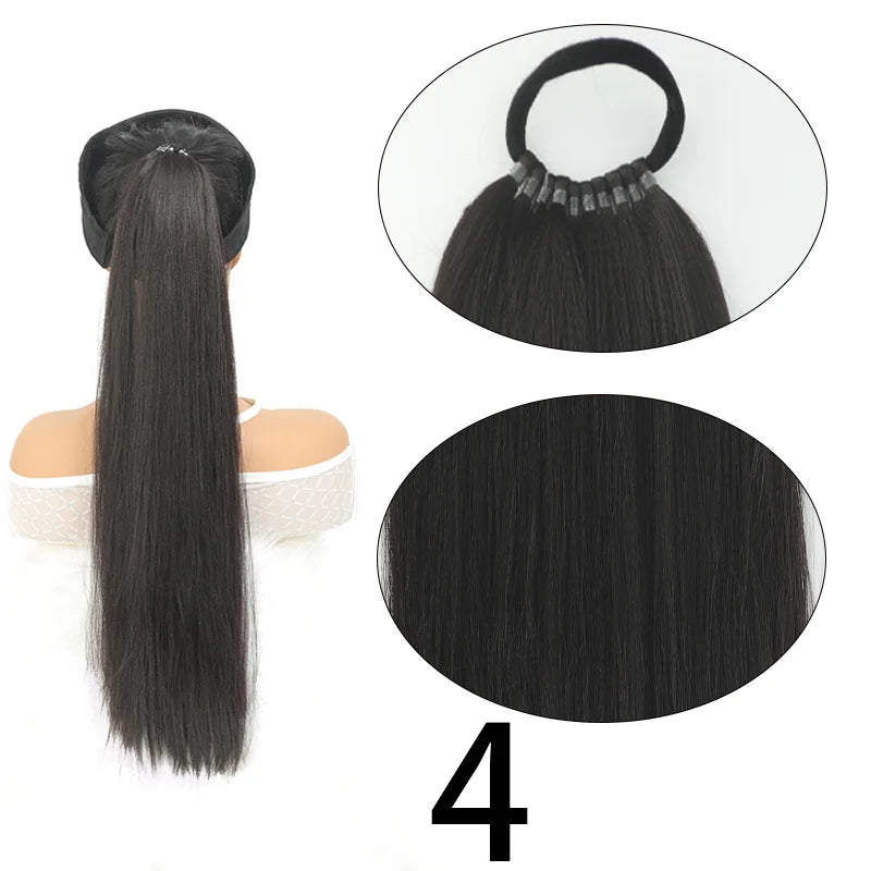 Long Straight Wrap-Around Ponytail Extension for Instant Volume