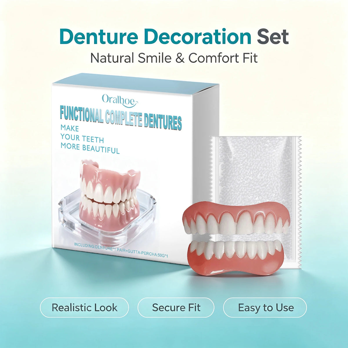 Temporary Cosmetic Denture Set for Instant Smile Transformation