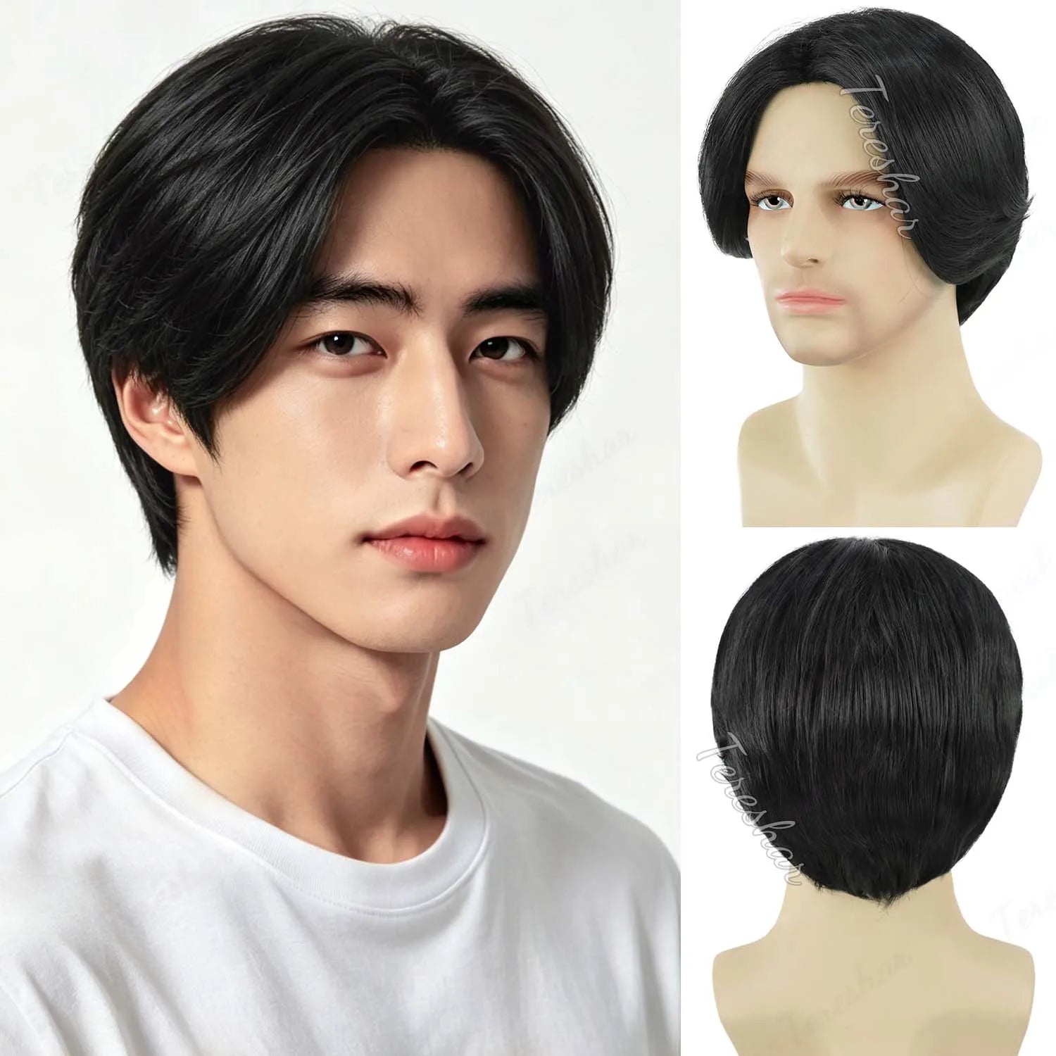Short Straight Layered Wig for Men for Daily Wear and Cosplay Parties - 1