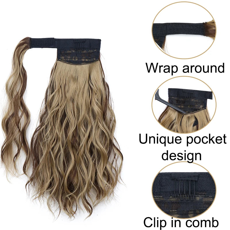 14-Inch Wavy Wrap-Around Clip-In Ponytail Hair Extension - 4