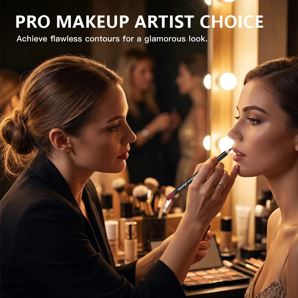 Professional 12-Color Semi-Matte Waterproof Lip Liner Pencil Set