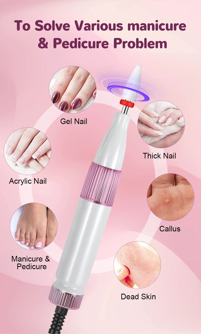 Professional Rechargeable Electric Nail Drill for Manicure and Pedicure
