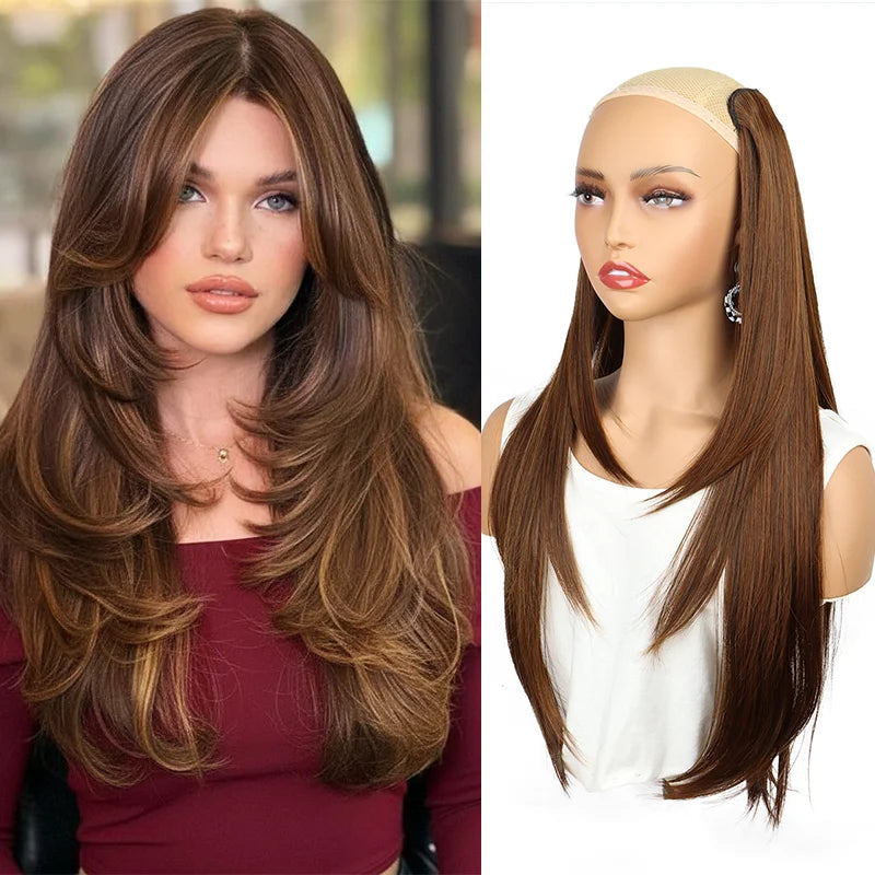 Long Straight Layered Clip-in Hair Extension for Women