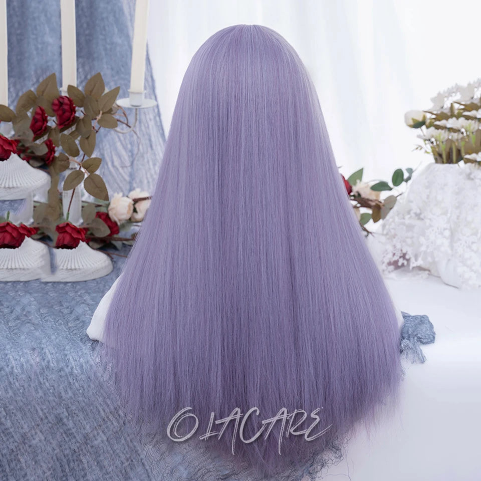 Long Straight Synthetic Wig with Bangs for Cosplay and Parties - 12
