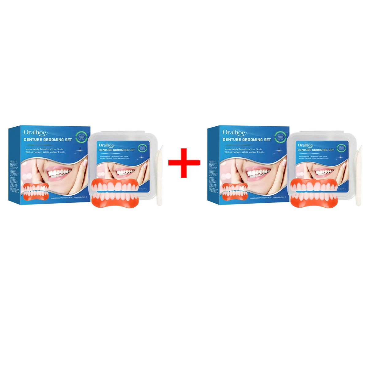Snap-On Silicone Denture Set for Instant Smile Transformation