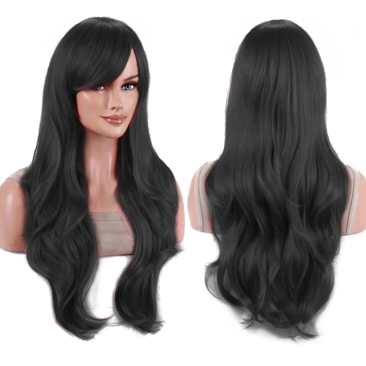 Long Wavy Black Cosplay Wig for Halloween and Costume Parties - 23