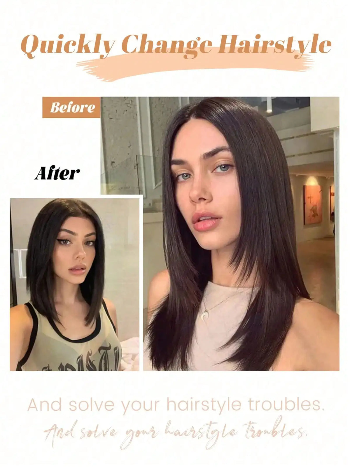 U-Shaped Long Straight Clip-In Hair Extension for Volume