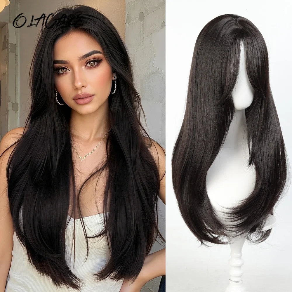 Long Blue Synthetic Wig for Cosplay and Parties - 52