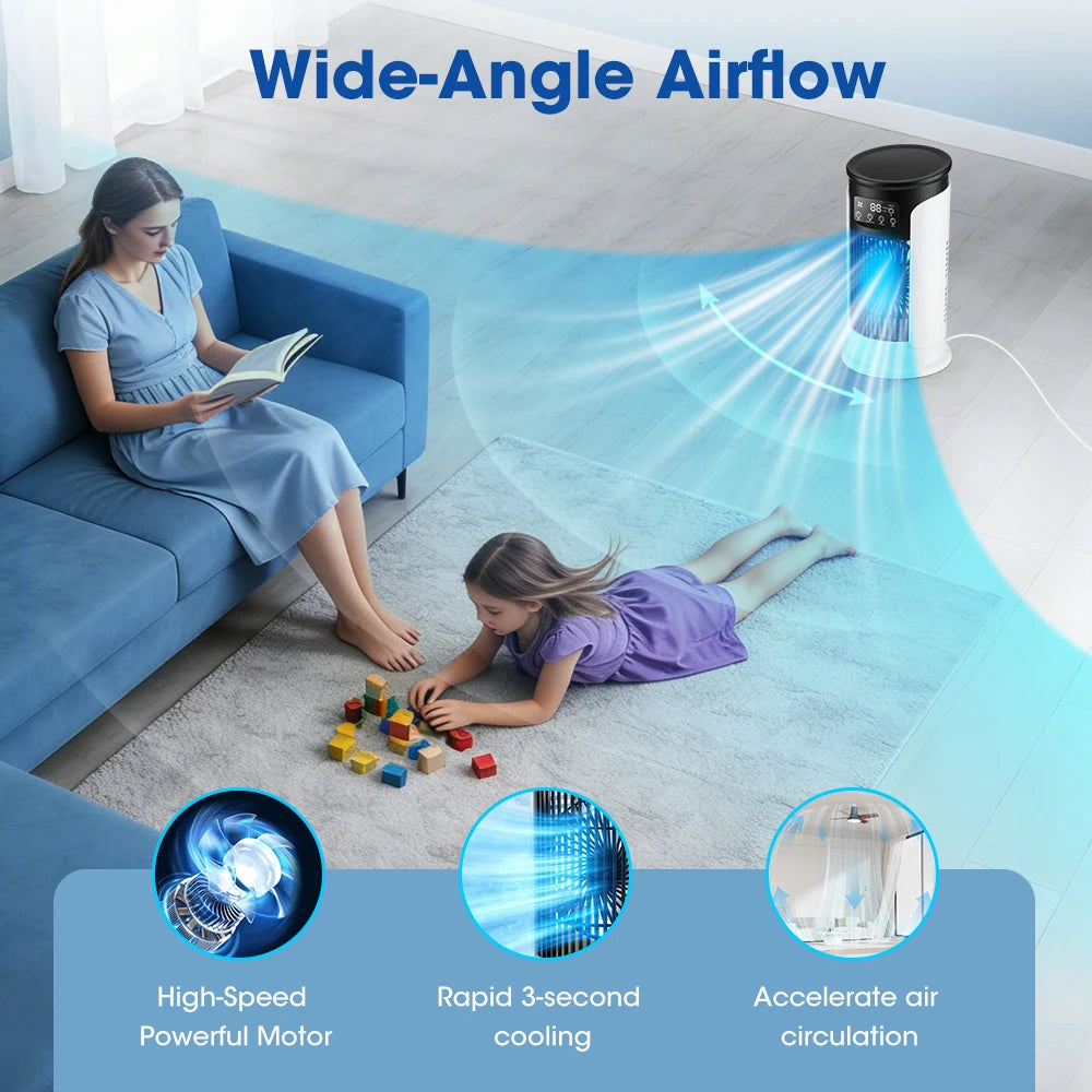 Portable Desktop Air Cooling Fan with Misting and LED Light - 4