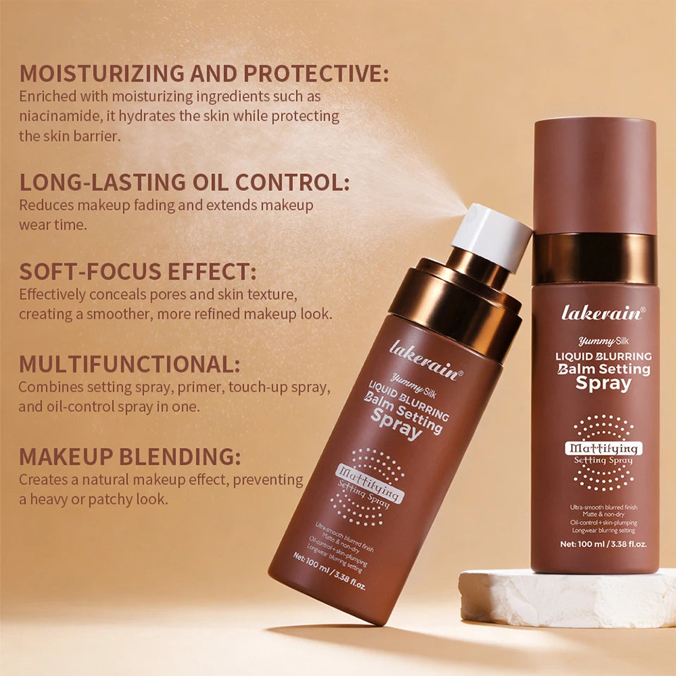 Liquid Blurring Balm Setting Spray for Long-Lasting Matte Makeup Finish