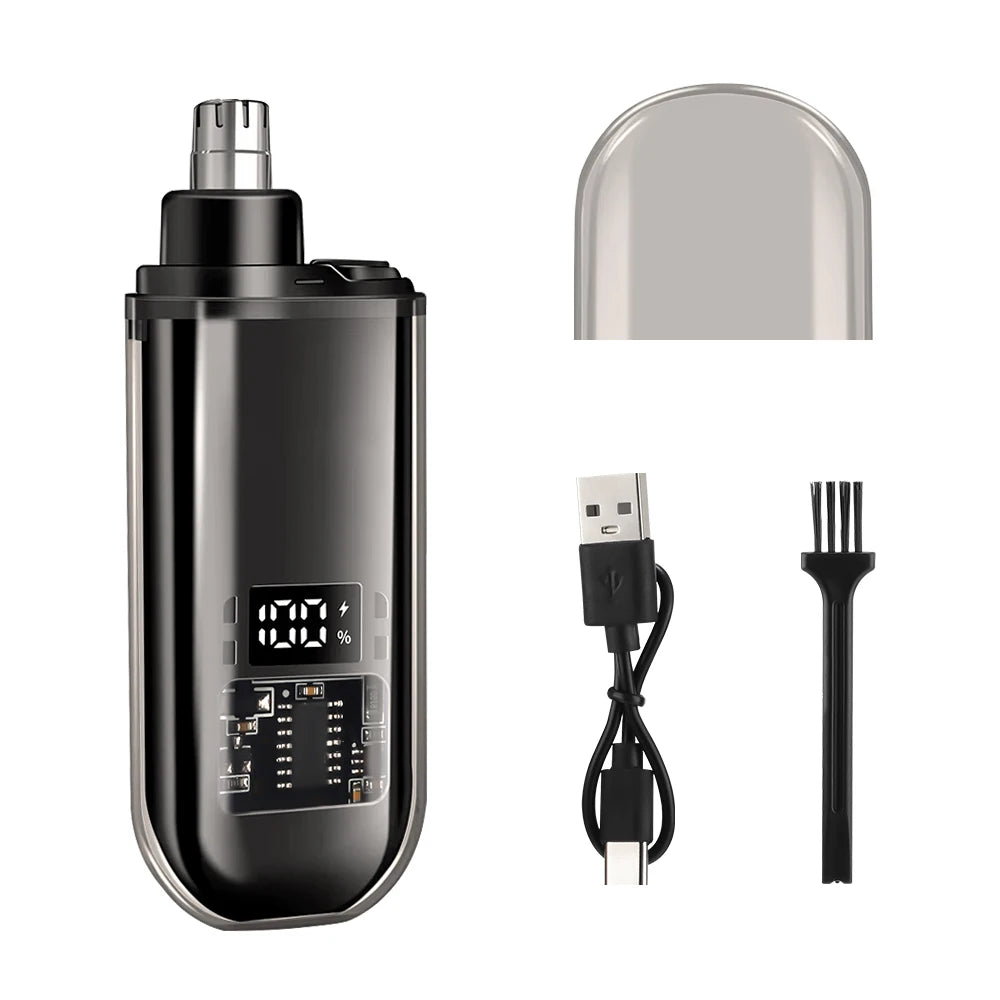 Electric Rechargeable Nose and Ear Hair Trimmer with LED Display - 7