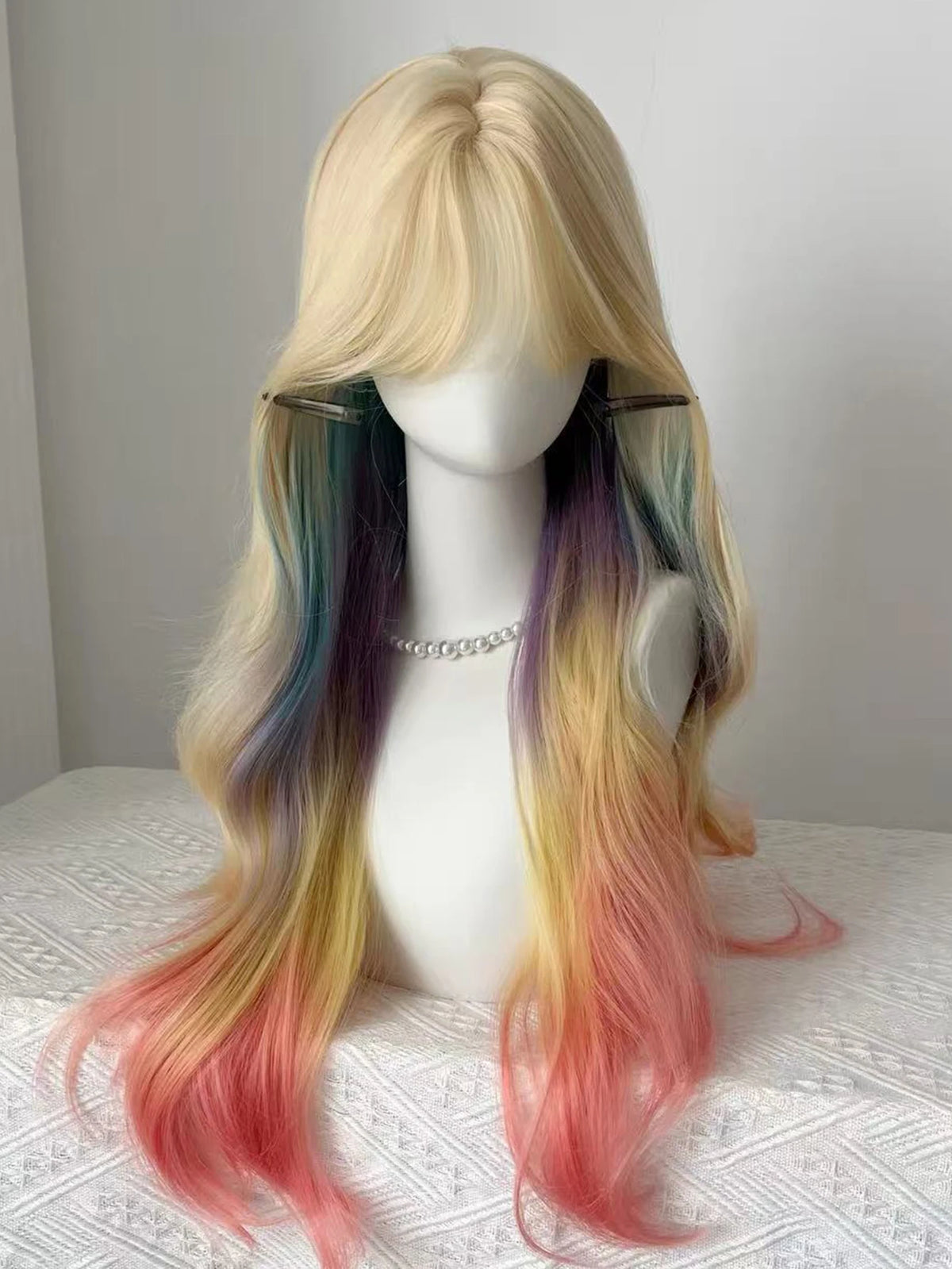 Long Rainbow Ombre Curly Wig for Cosplay and Parties