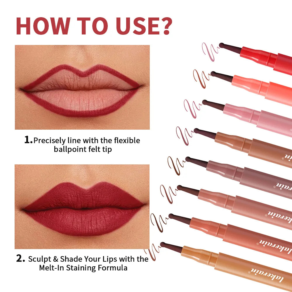 Waterproof Felt Tip Lip Liner Stain for Long Lasting Sculpted Lips