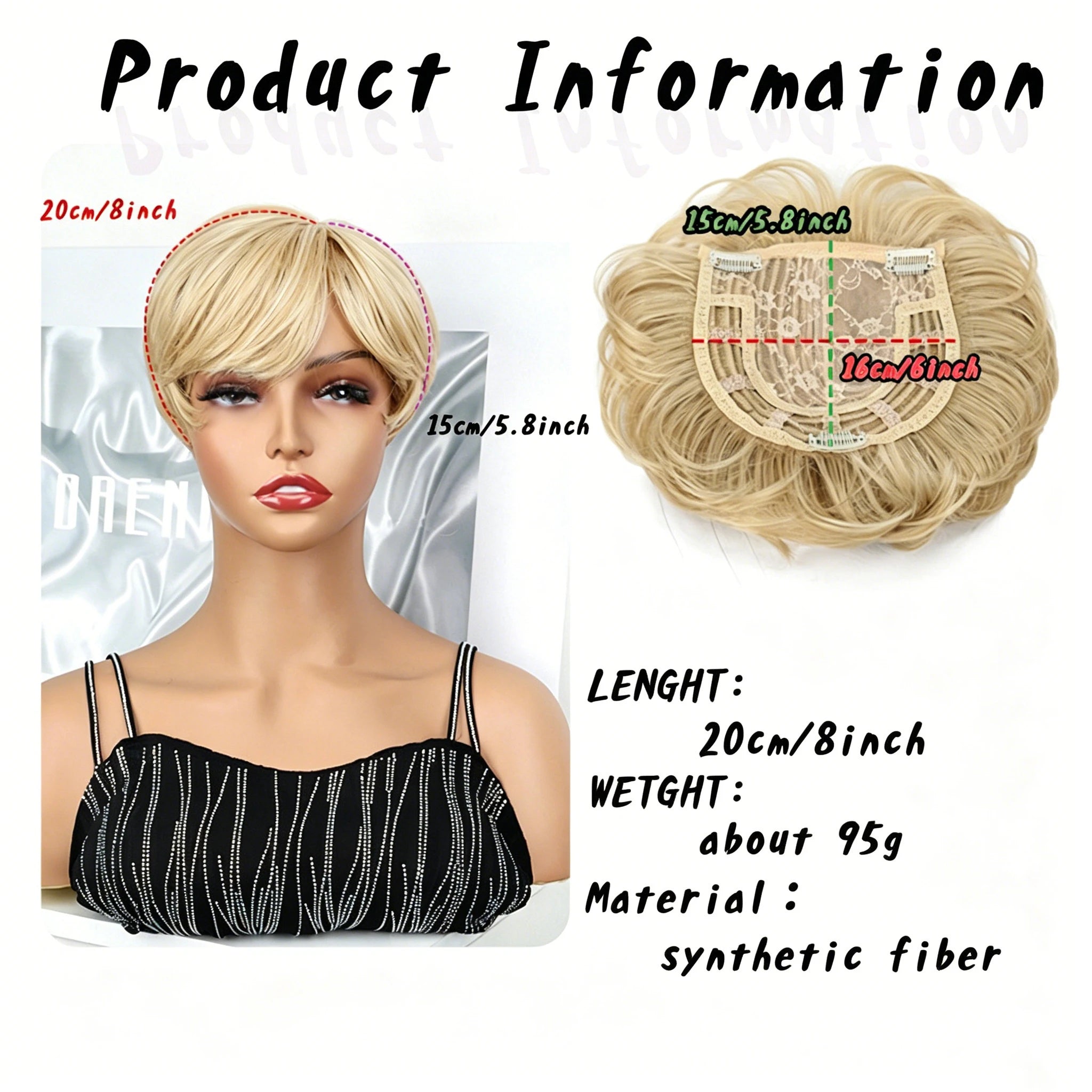 Short Fluffy Hair Topper with Bangs for Thinning Hair - 11