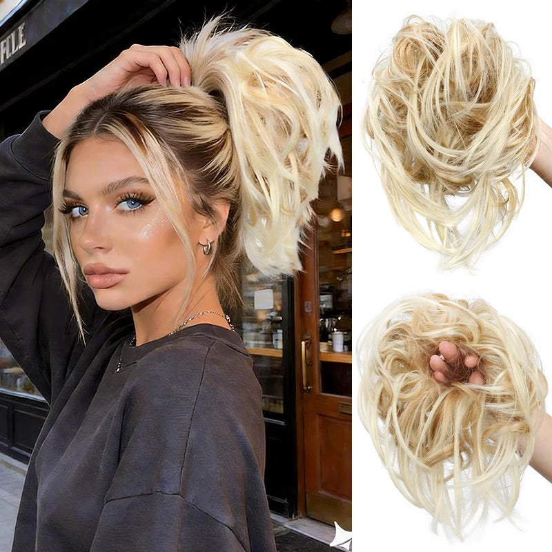 Messy Curly Hair Bun Extension Scrunchie for Quick Elegant Hairstyles - 17